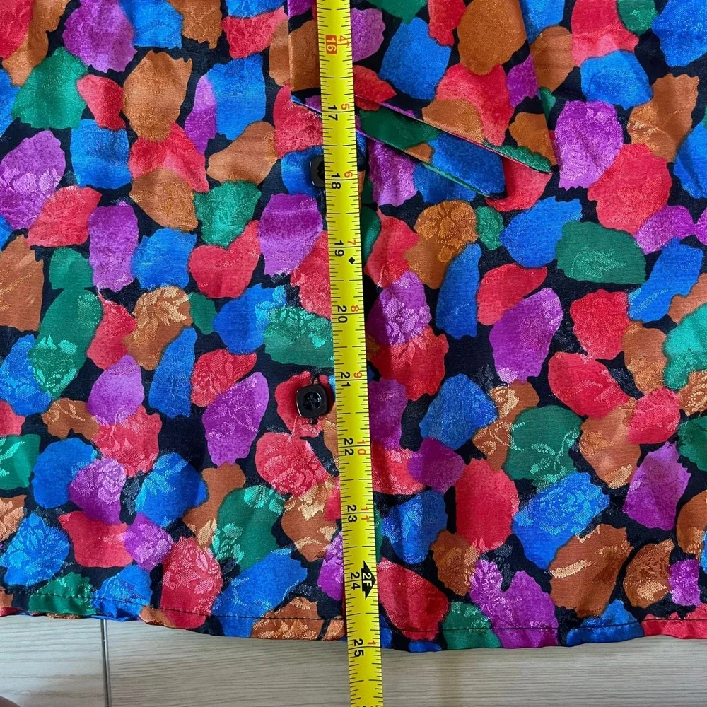 Vintage Ridge T Colorful Floral Print Long Sleeve Blouse Size 12 Party‎ Top